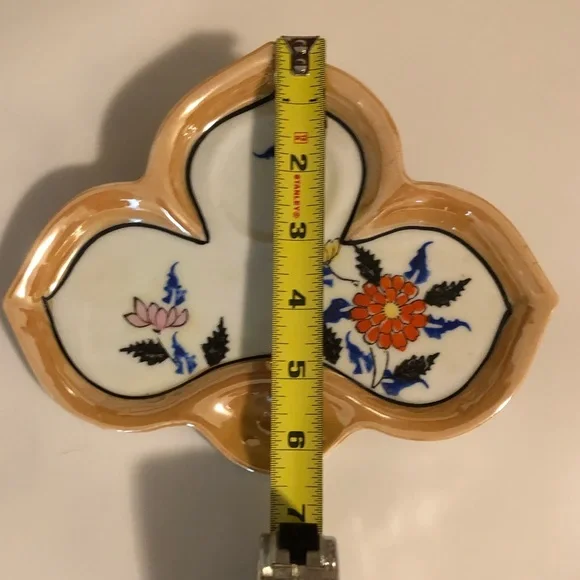 Vintage lusterware trinket serving dish plate floral pattern - Picture 5 of 9
